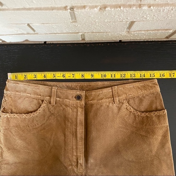 NEW JONES NEW YORK COUNTRY 8 100% LEATHER SUEDE PANTS Camel Color Western NWT - Picture 8 of 10